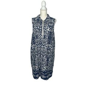 Casa Cabana Linen Blend Blue and White Dress/Cover Up size XL